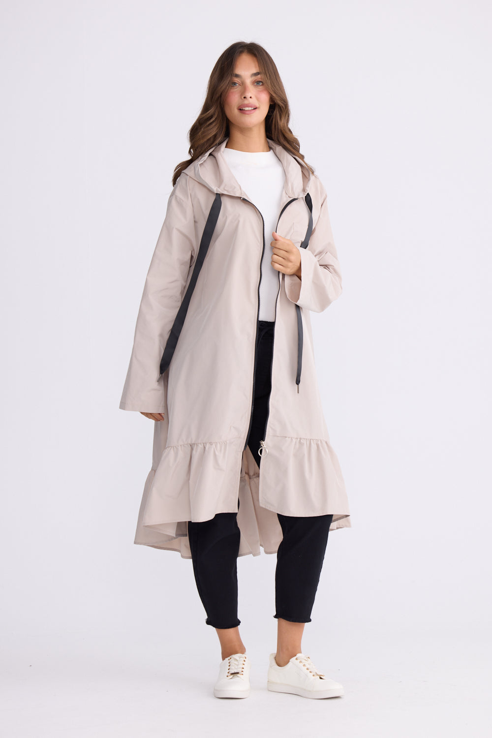 Hyacinth Raincoat - Taupe with Black