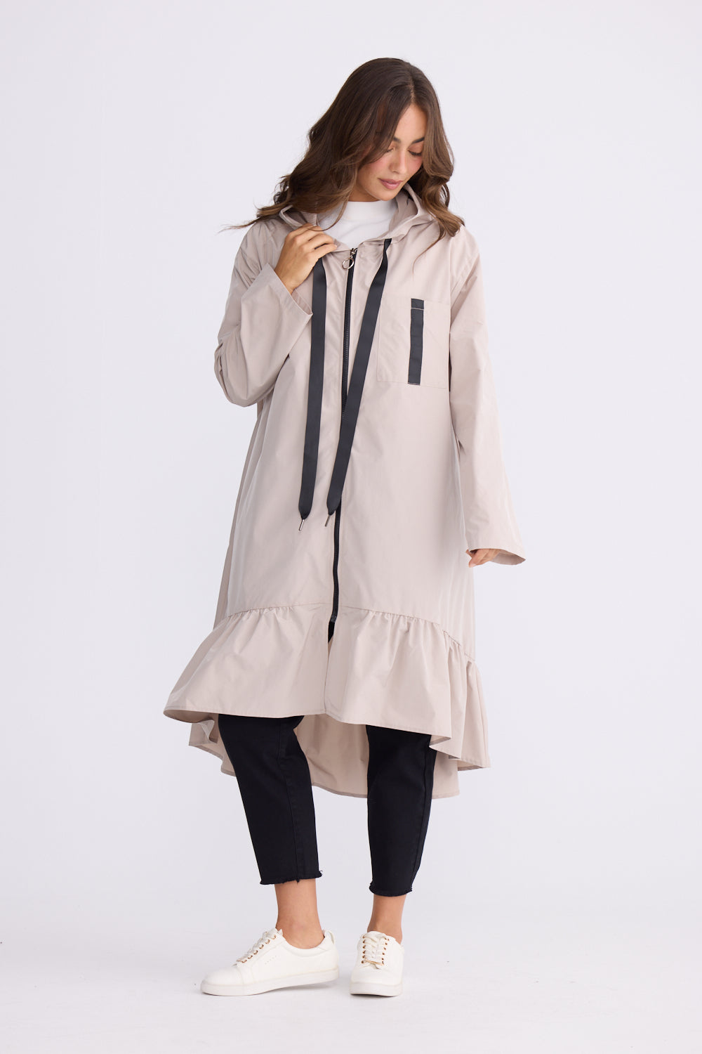 Hyacinth Raincoat - Taupe with Black