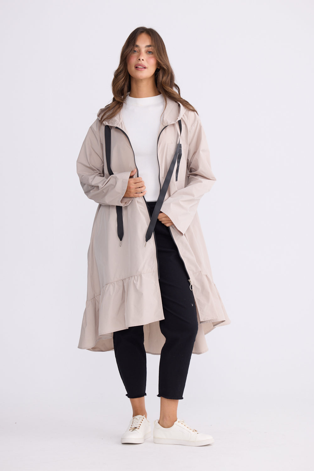 Hyacinth Raincoat - Taupe with Black