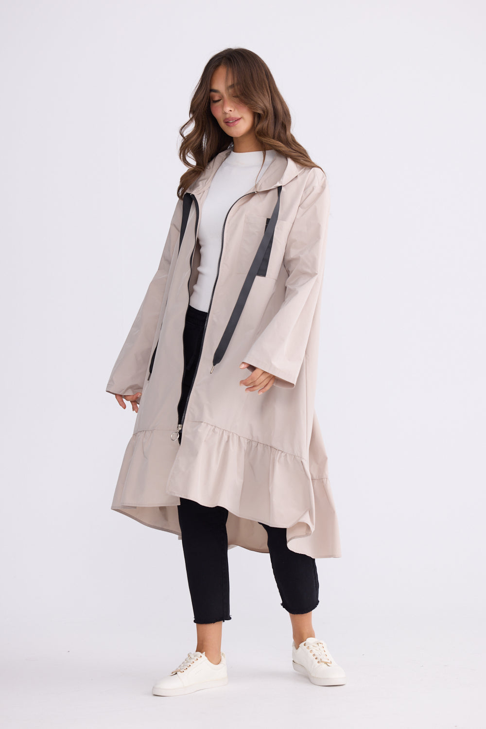 Hyacinth Raincoat - Taupe with Black
