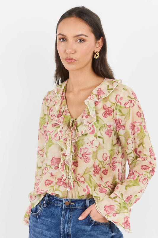 Bohemian Frill Front Blouse