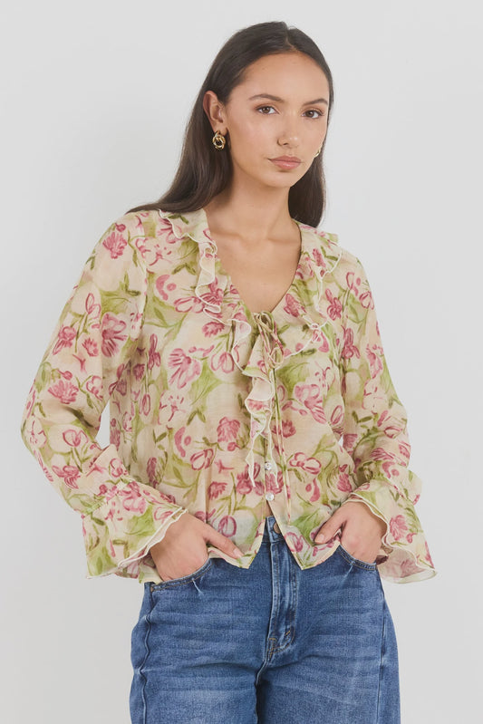 Bohemian Frill Front Blouse