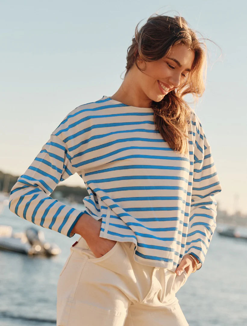 Bretton Stripe Tee - Cornflower Blue