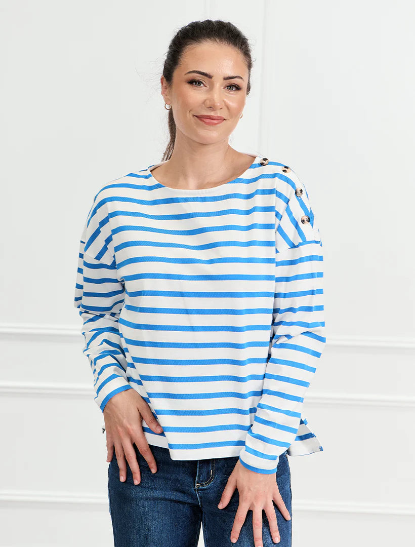 Bretton Stripe Tee - Cornflower Blue