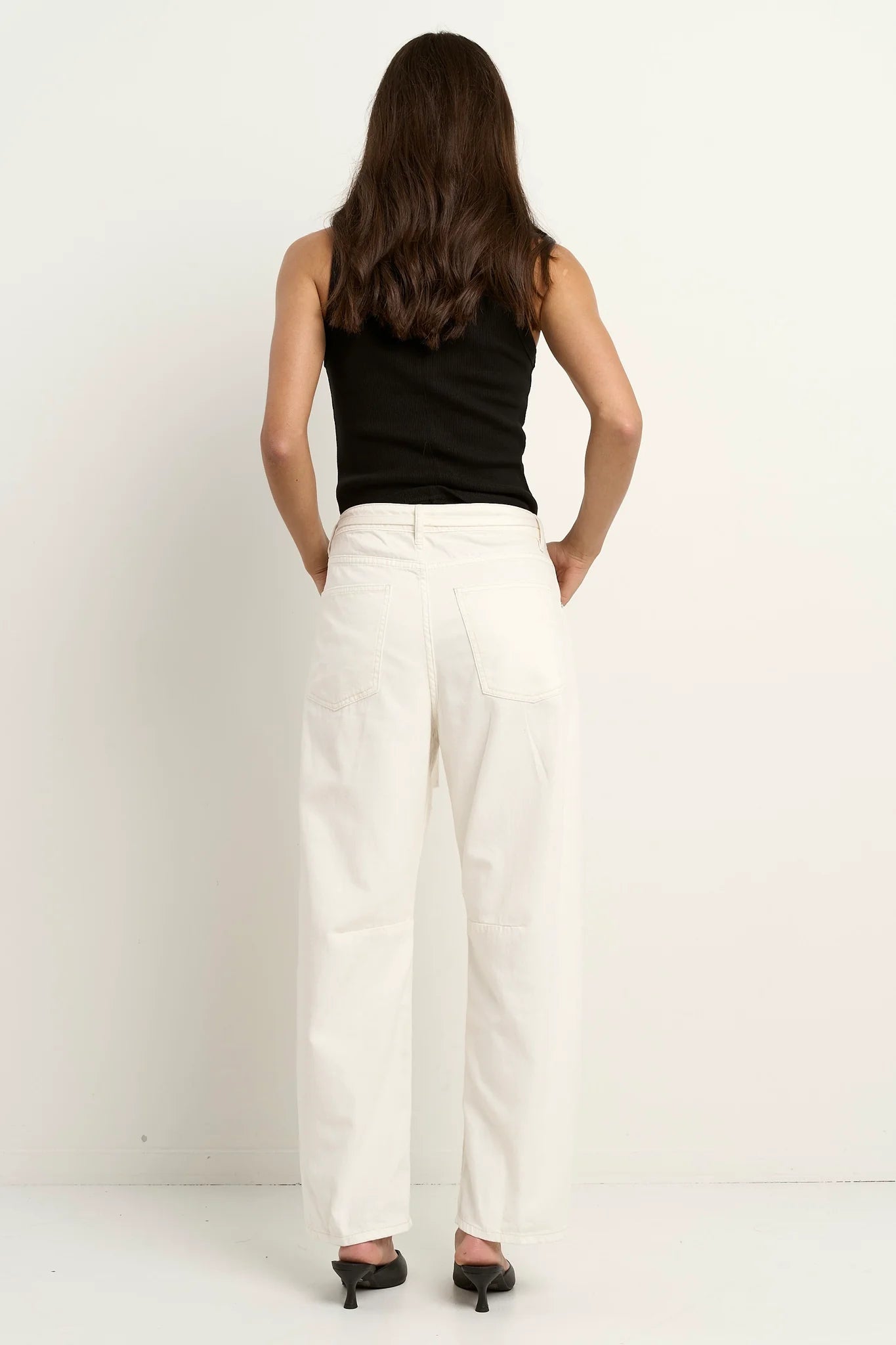 Campus Tie Waist Barrel Jeans - Ecru