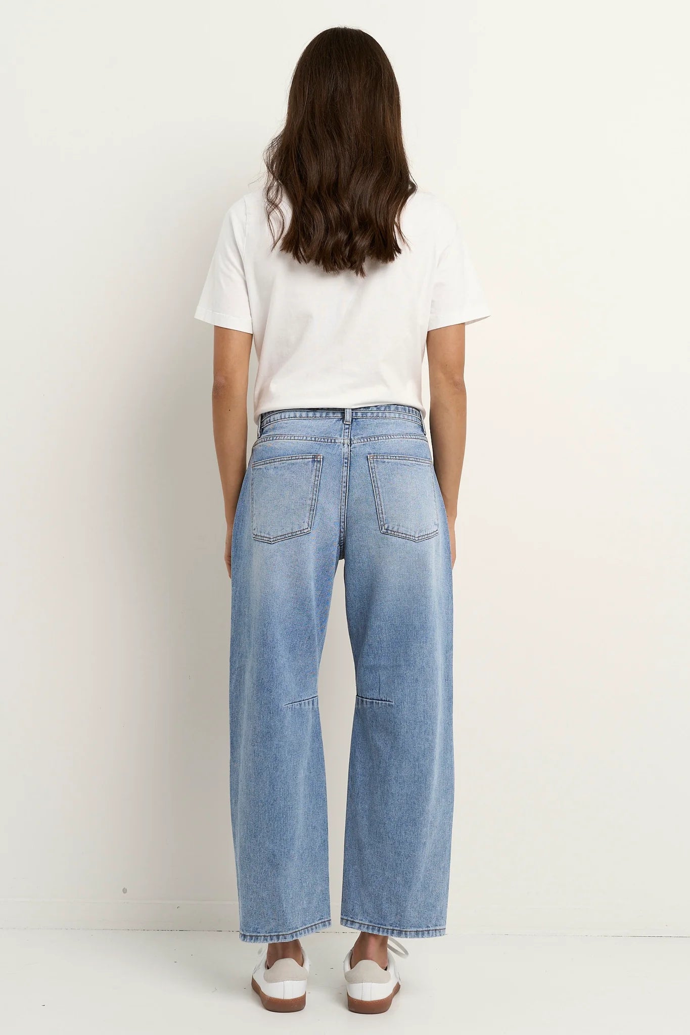 Campus Tie Waist Barrel Jeans - Light Blue