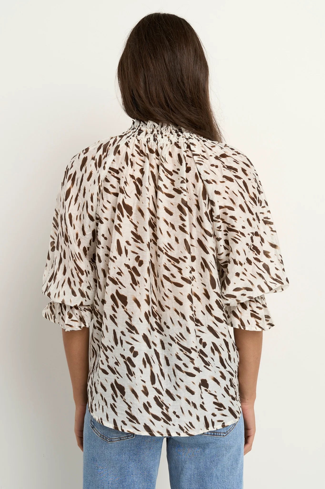 Certainty White Chocolate Animal Shirred Neck Top