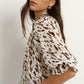 Certainty White Chocolate Animal Shirred Neck Top