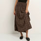 Cheerful Chocolate Gingham Shirred Waist Maxi Skirt