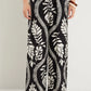 Clever Black Ivory Leaf Drawcord Wide Leg Pants