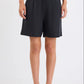 Literal Linen Pleat Front Shorts - Black