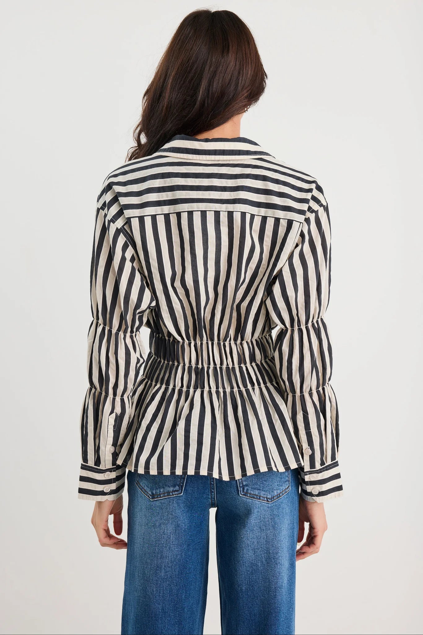 Composite Sheer Shirred Body Shirt