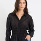 Composite Sheer Shirred Body Shirt