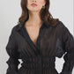Composite Sheer Shirred Body Shirt