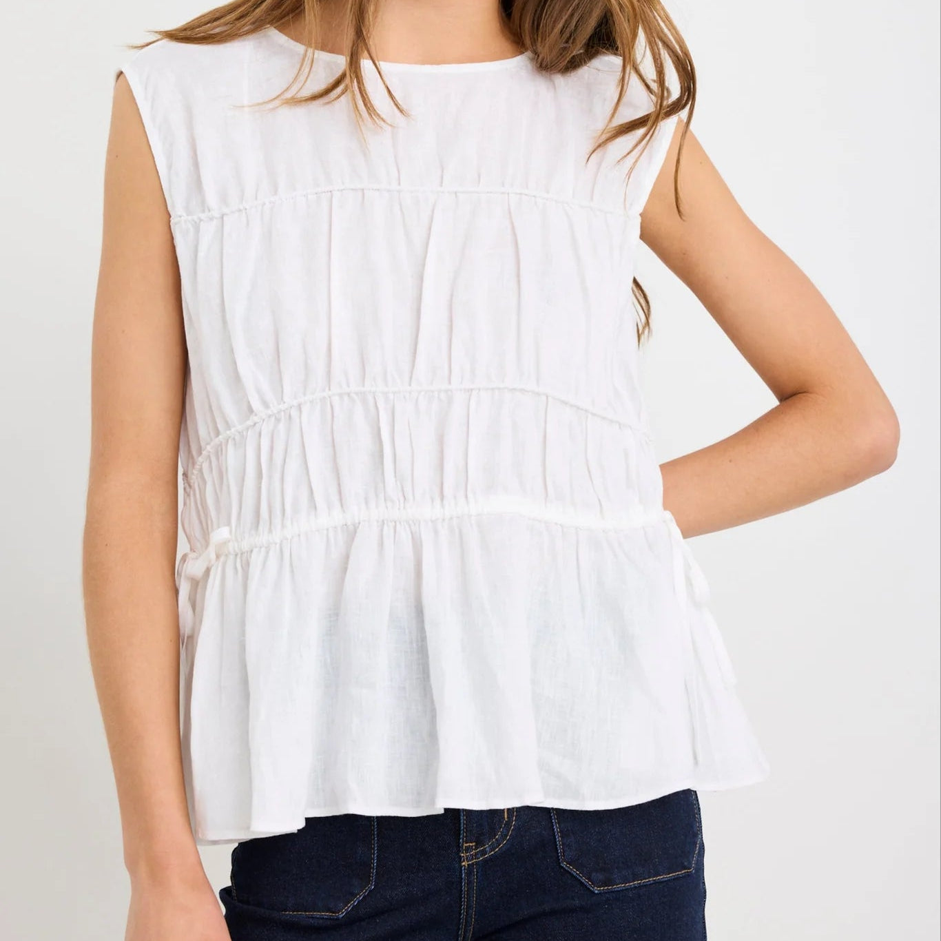 Context Ivory Linen Relaxed Sleeveless Top