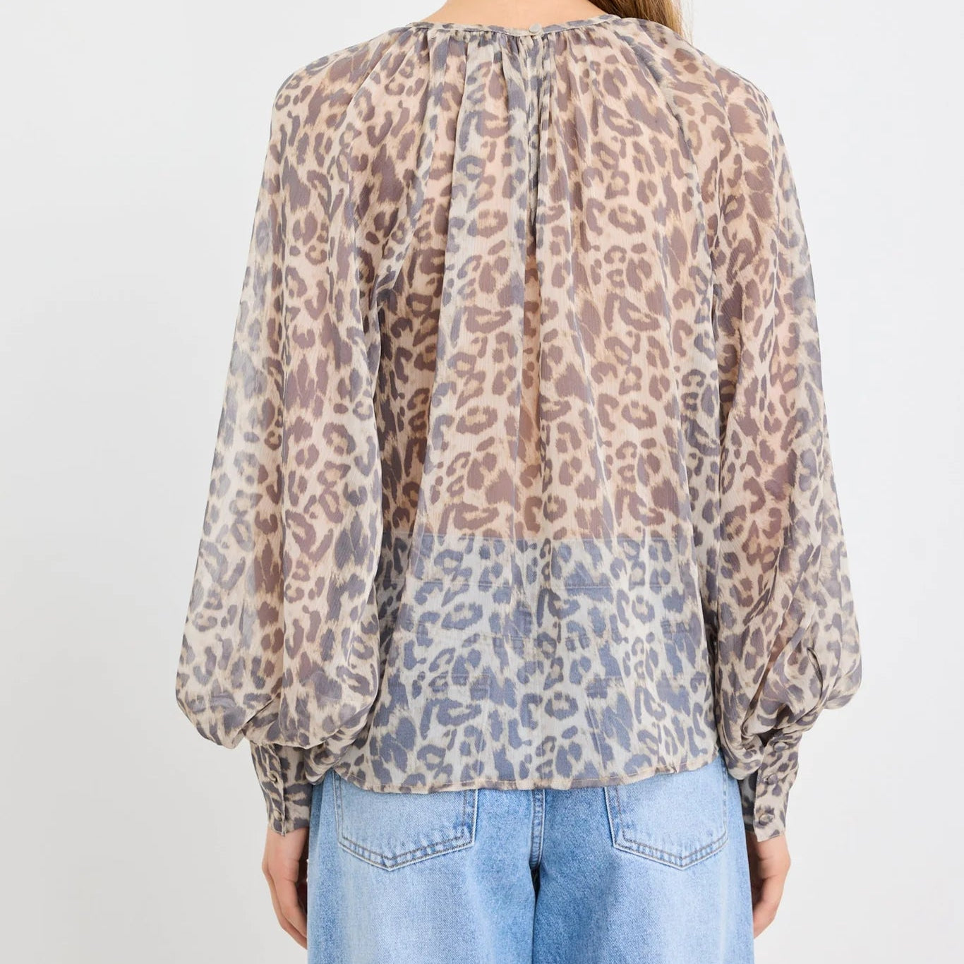 Cosmopolitan Leopard Print Crew Neck Floaty Top