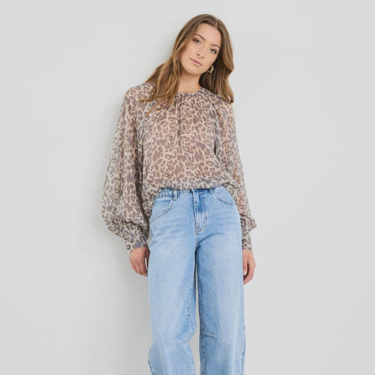 Cosmopolitan Leopard Print Crew Neck Floaty Top