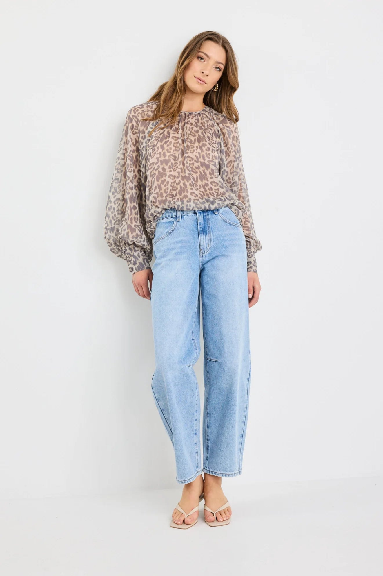 Cosmopolitan Leopard Print Crew Neck Floaty Top