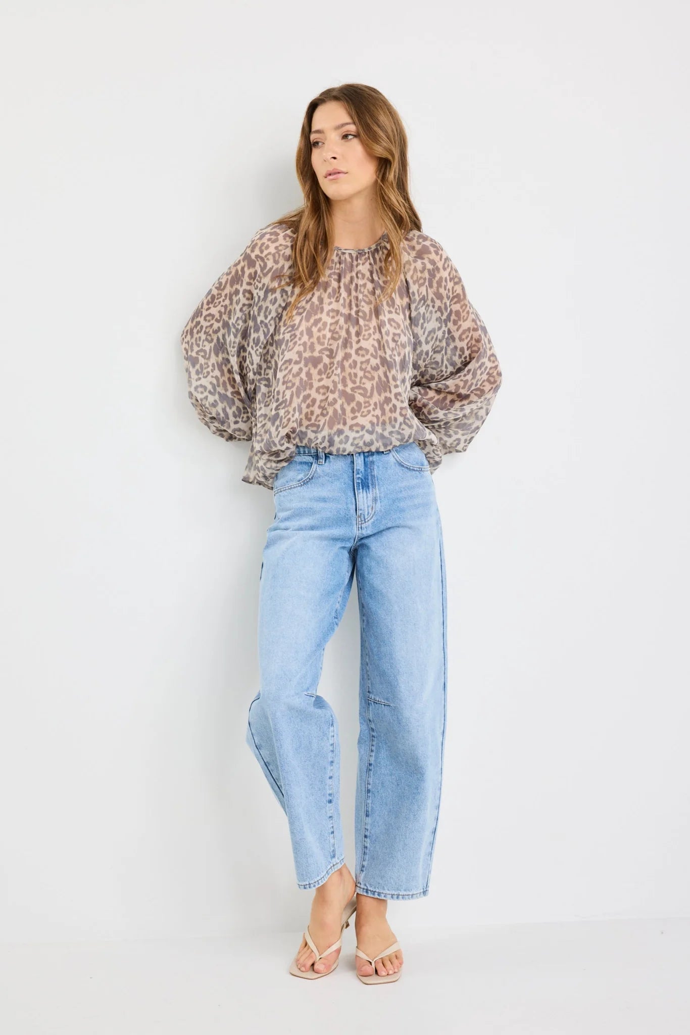 Cosmopolitan Leopard Print Crew Neck Floaty Top