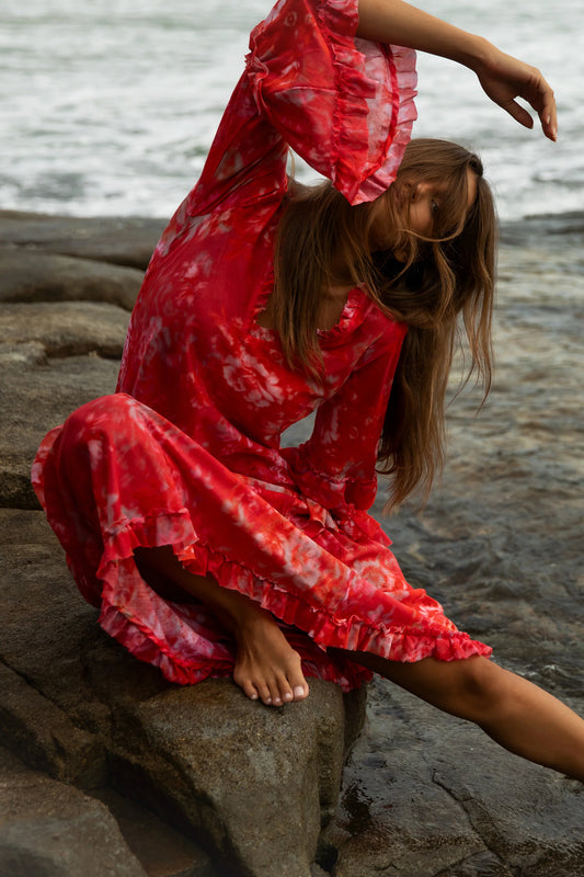Long Indi Dress - Cotton Rose