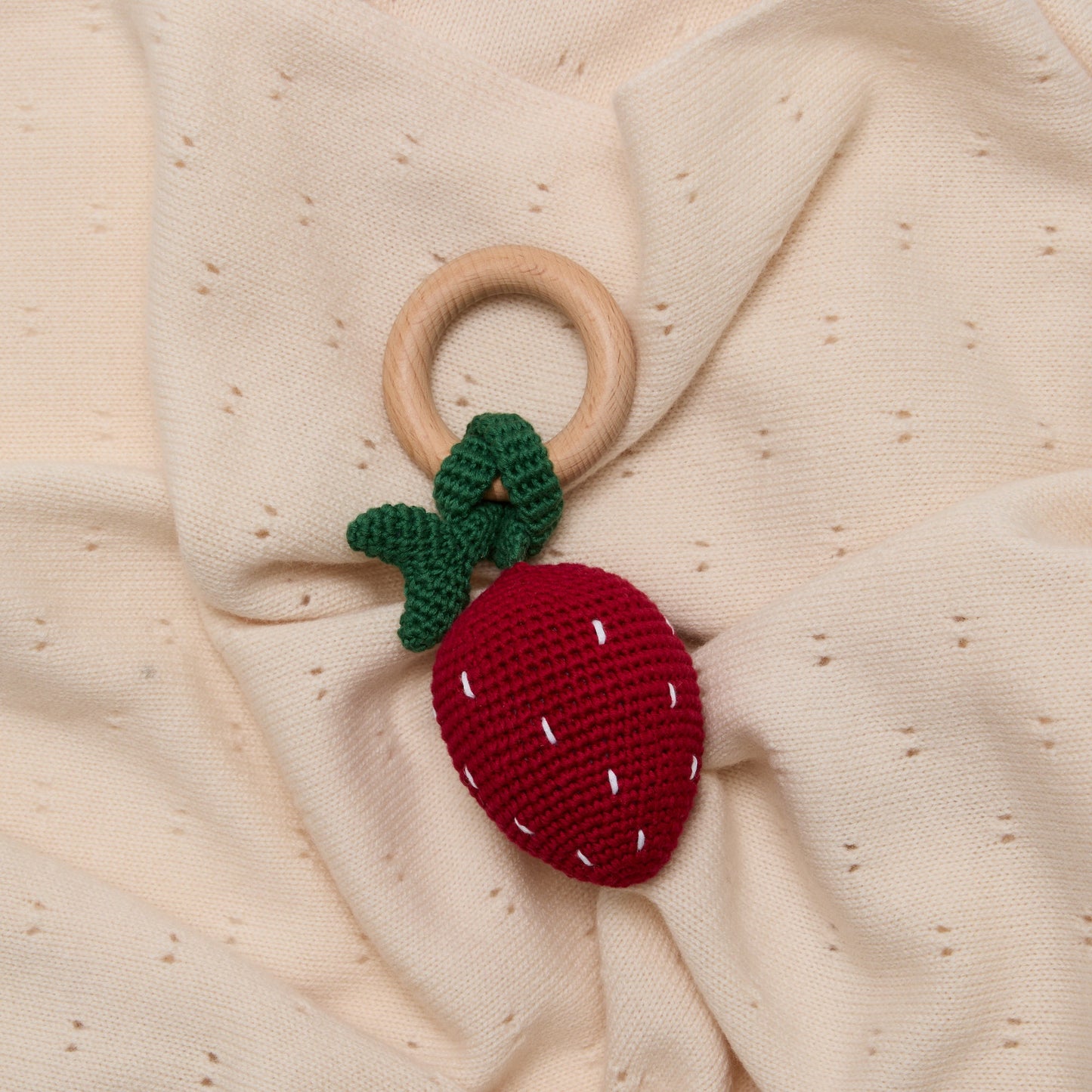 CROCHET STRAWBERRY RATTLE