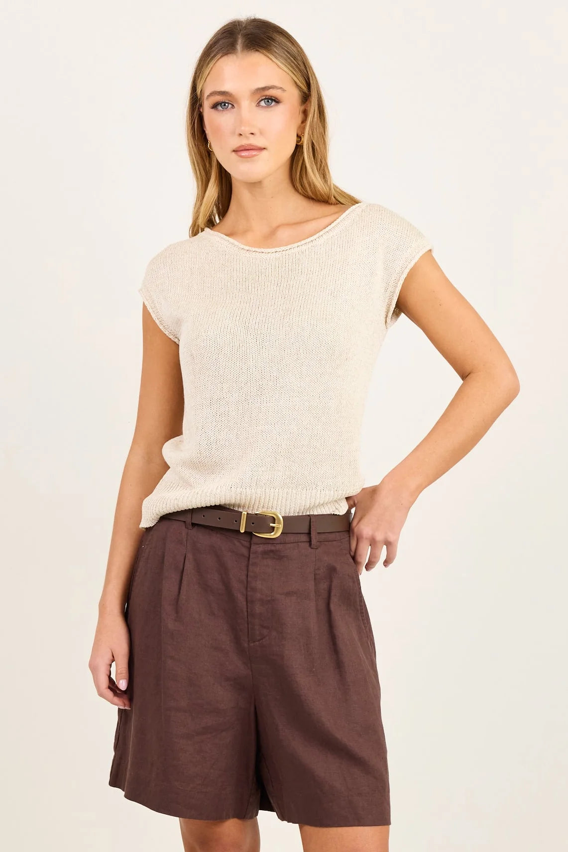 Literal Linen Pleat Front Shorts - Dark Chocolate