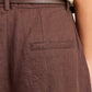 Literal Linen Pleat Front Shorts - Dark Chocolate