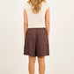 Literal Linen Pleat Front Shorts - Dark Chocolate