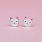 Tea Party Cat Earrings in Bunny Box