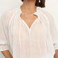 Expedition Ivory Ramie Shirred Neck Short Sleeve Top