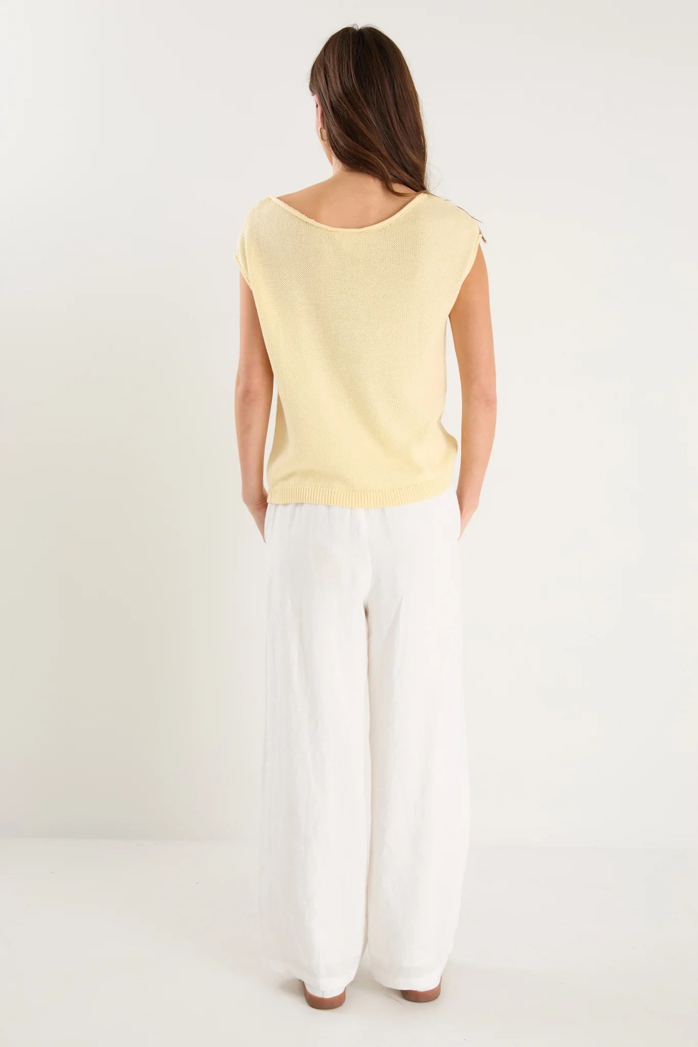 Fallow Butter Off Shoulder Sleeveless Knit Top