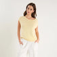 Fallow Butter Off Shoulder Sleeveless Knit Top
