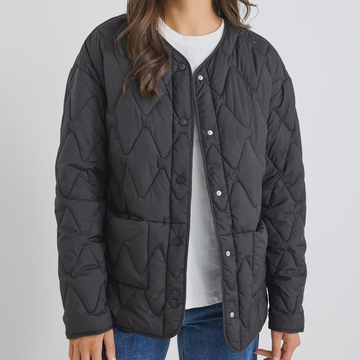 Frankly Boxy Snap Front Puffer Jacket