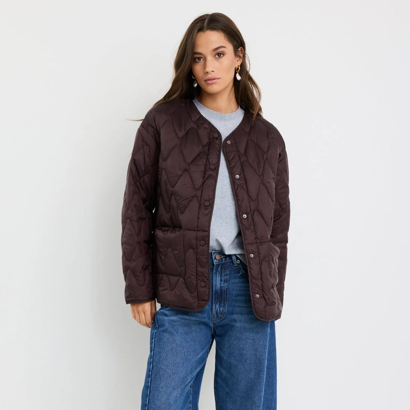 Frankly Boxy Snap Front Puffer Jacket