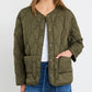 Frankly Khaki Boxy Snap Front Puffer Jacket