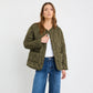 Frankly Khaki Boxy Snap Front Puffer Jacket