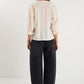 Garnish Cream Black Spot Frill Front Mid Sleeve Top