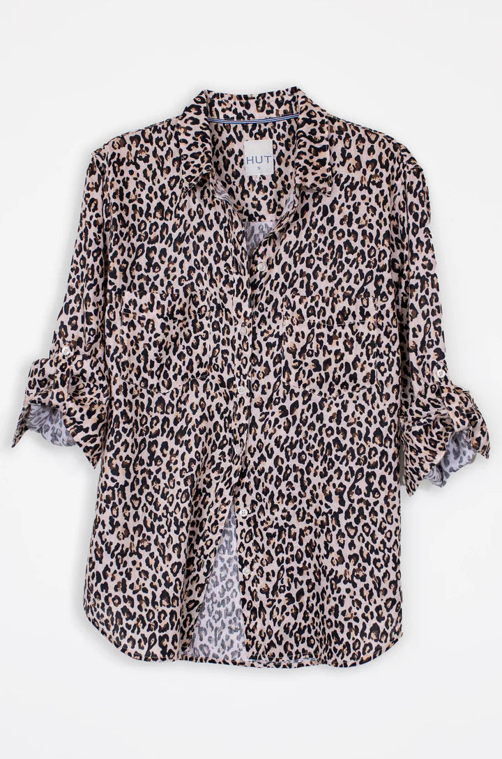The Boyfriend Linen Shirt Leopard Print