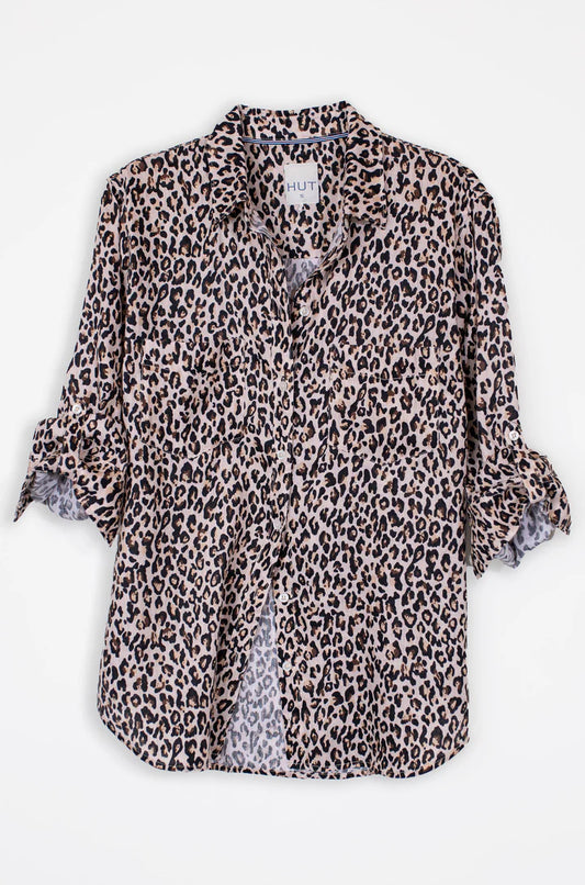 The Boyfriend Linen Shirt Leopard Print