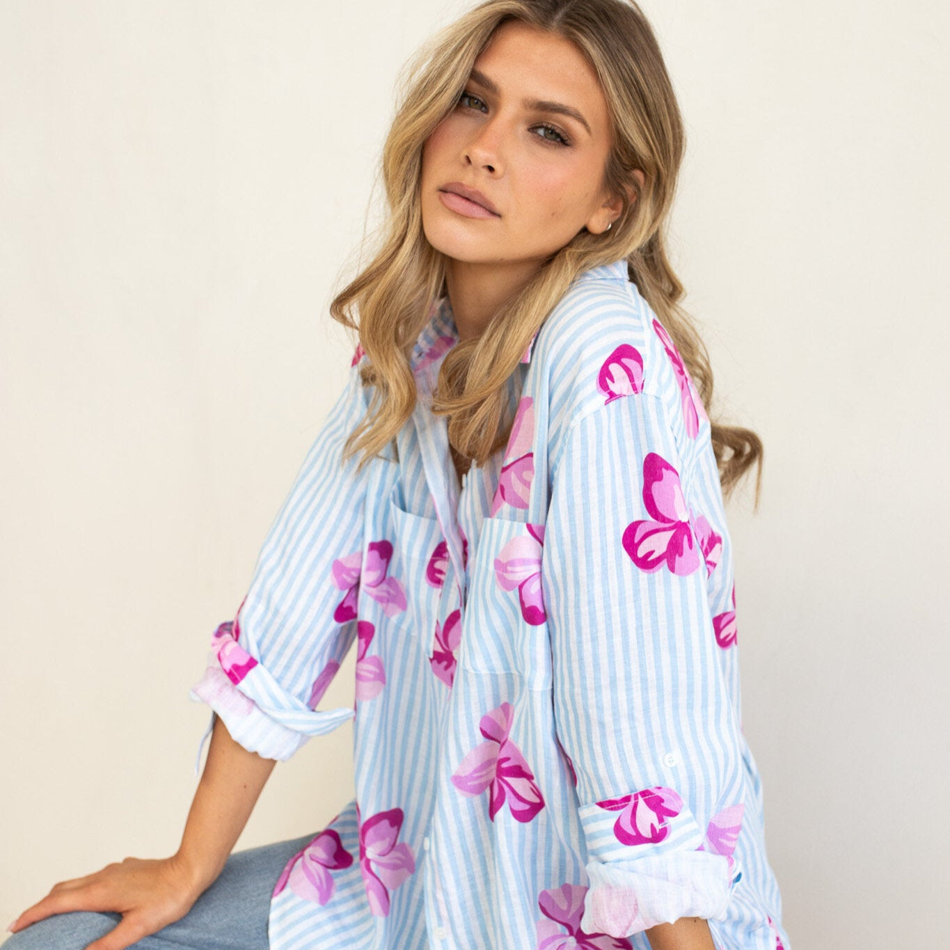The Boyfriend Linen Shirt - Floral Fling