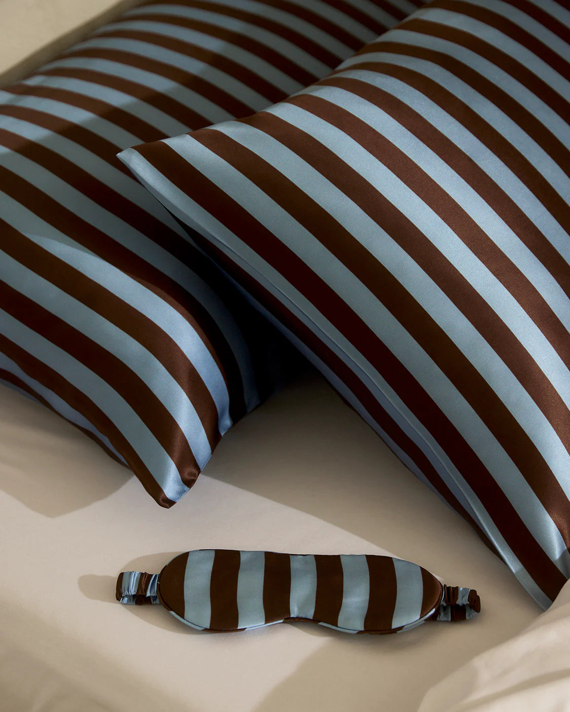 Silk Pillowcase - Ice Chocolate Stripes