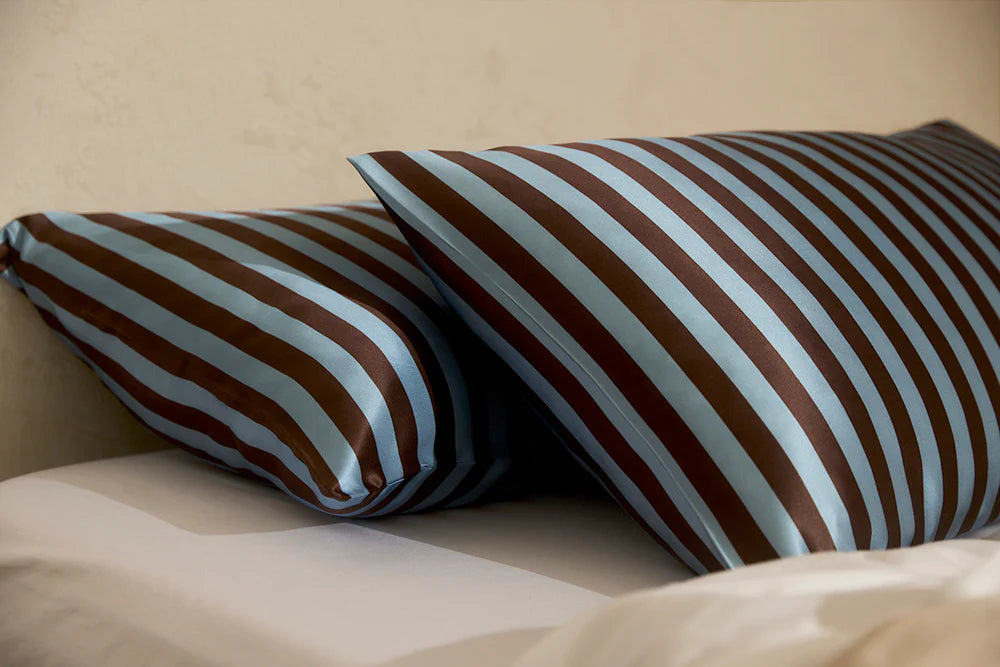 Silk Pillowcase - Ice Chocolate Stripes