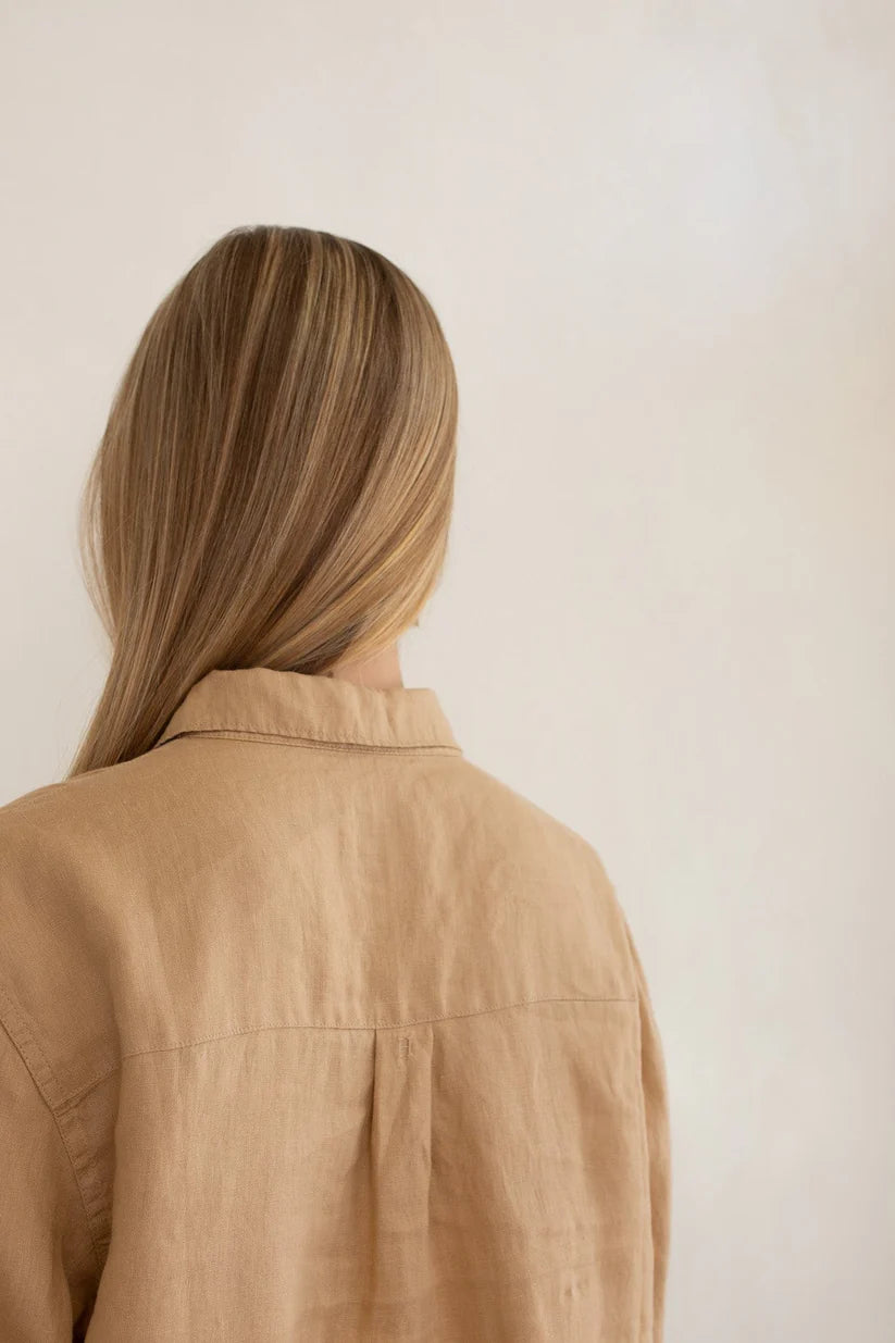 The Boyfriend Linen Shirt - Tan