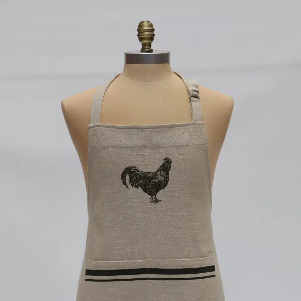 French Linen Apron Natural & Olive