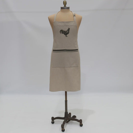 French Linen Apron Natural & Olive