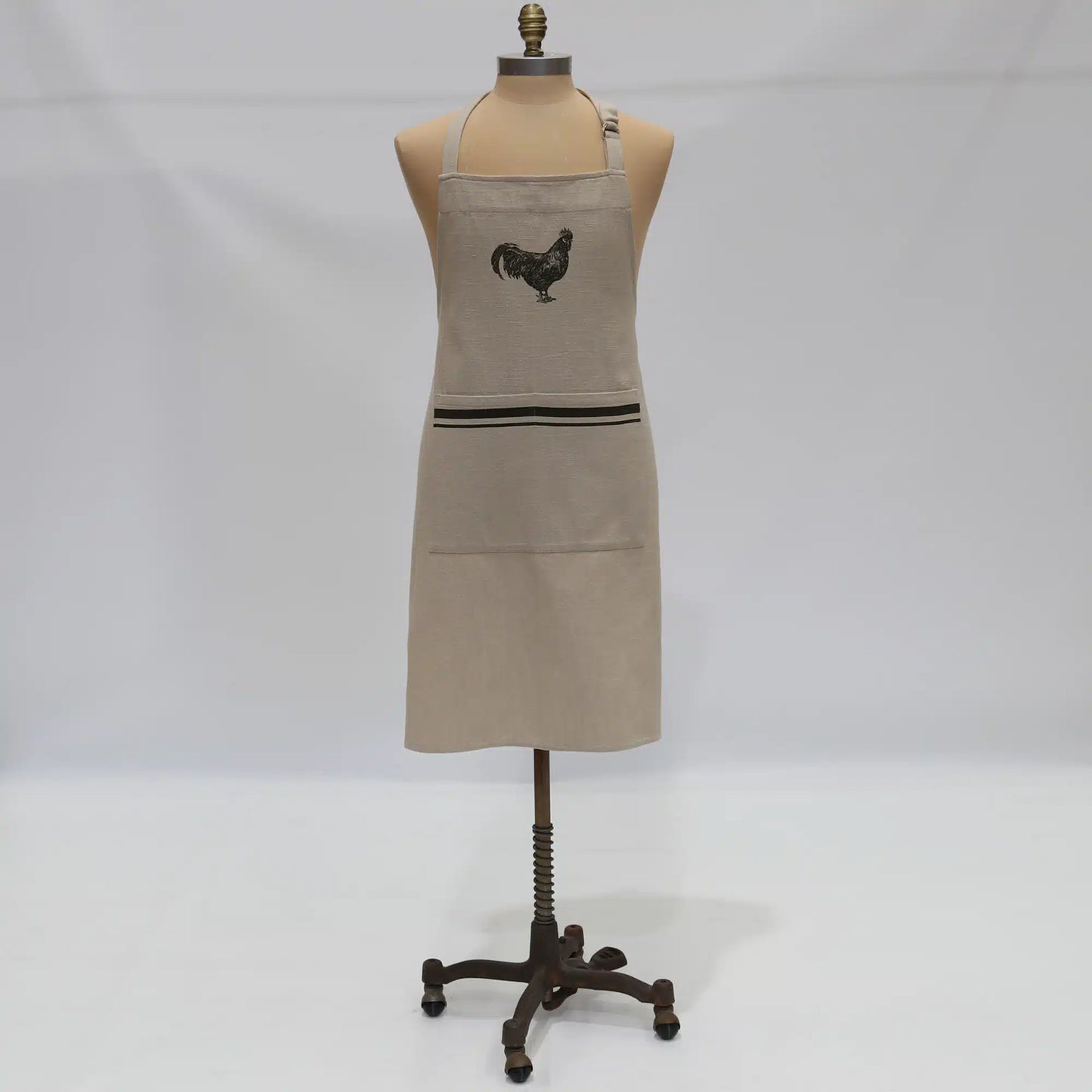 French Linen Apron Natural & Olive