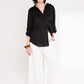 The Boyfriend Linen Shirt - Black Palm