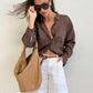 The Boyfriend Linen Shirt - Chocolate Martini