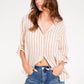 The Boyfriend Linen Shirt - Honeycomb Stripe