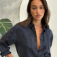 The Boyfriend Linen Shirt - Storm Cloud
